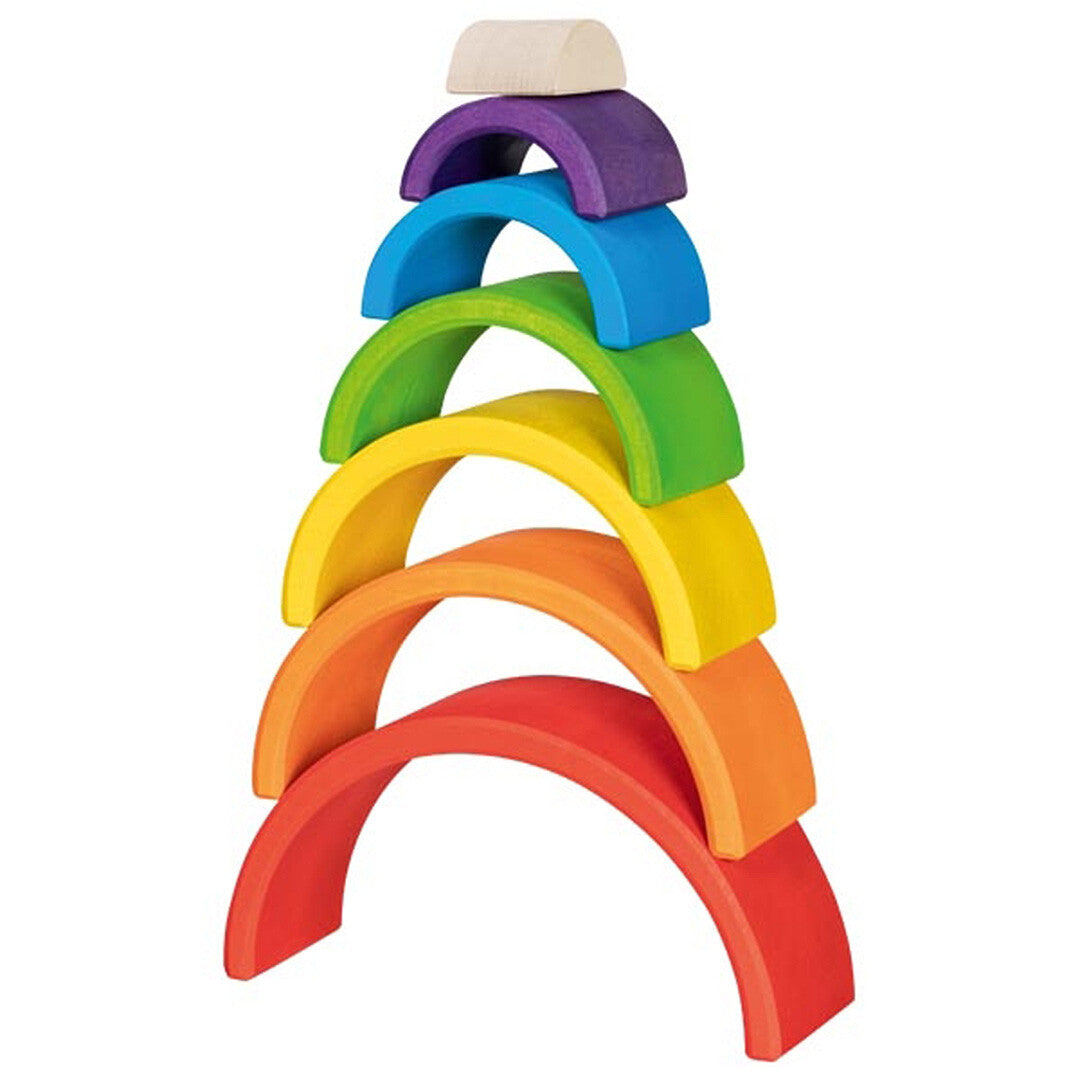 Goki houten regenboog stapeltoren met 7 gekleurde bogen, op elkaar gestapeld als toren.