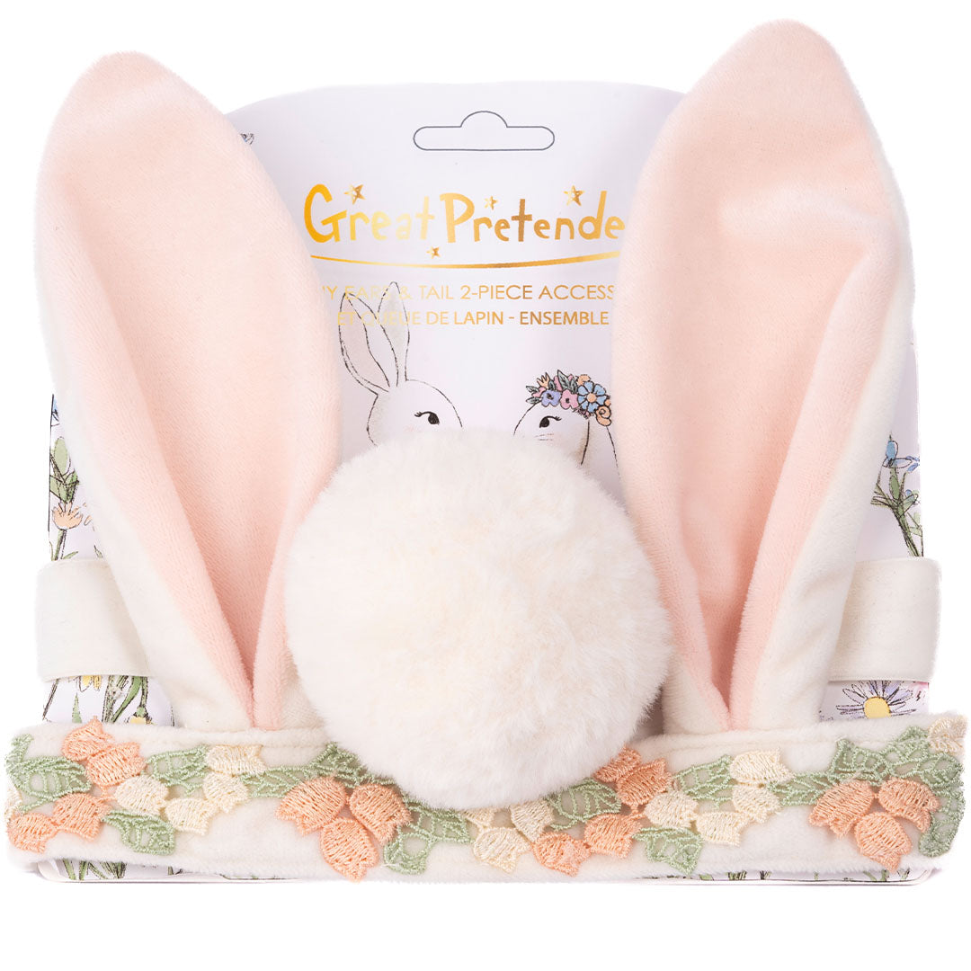 Verpakking van de Great Pretenders konijnenoren en staart set voor kinderen.