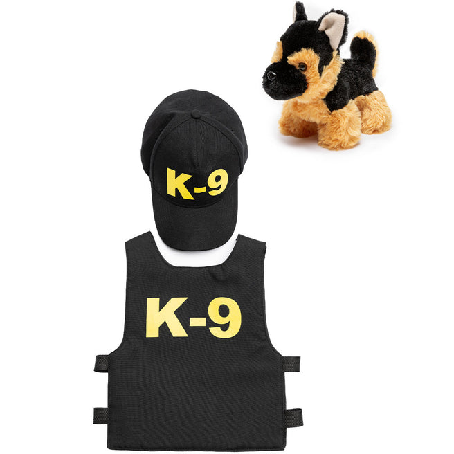 great pretenders K-9 politieagent verkleedkleding set met pet, vest en pluche Duitse herder.
