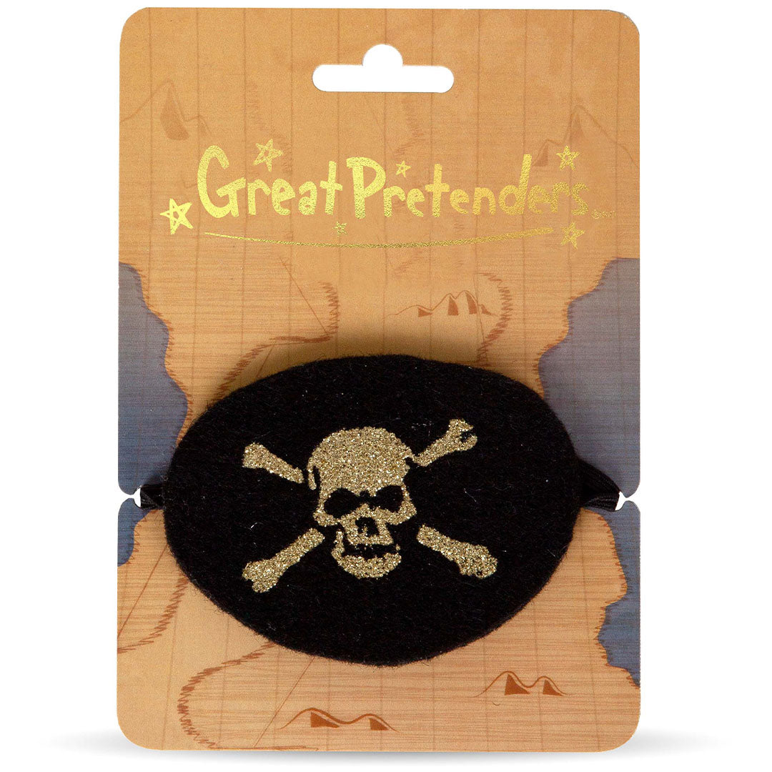 Great Pretenders piraten ooglapje met doodshoofd op de verpakking.