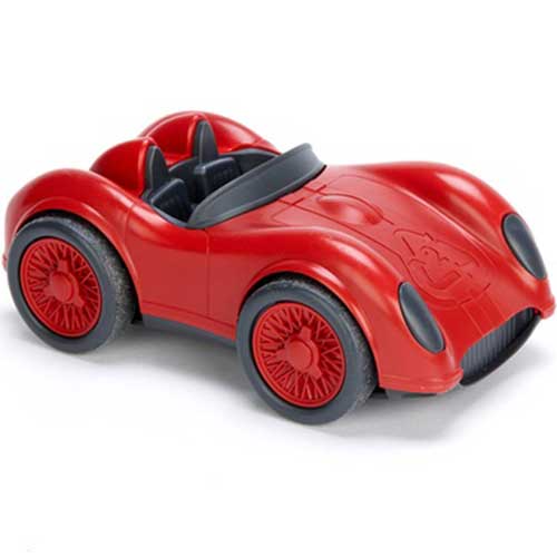Green Toys rode plastic speelgoed raceauto.