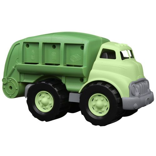 Green Toys groene speelgoedvuilniswagen.