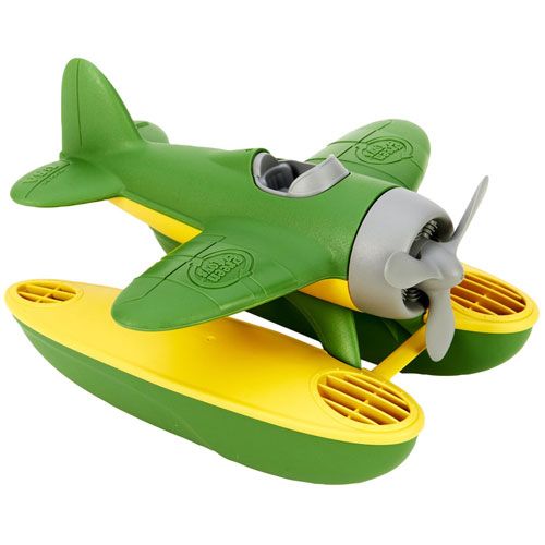 Green Toys groen en geel plastic watervliegtuig.