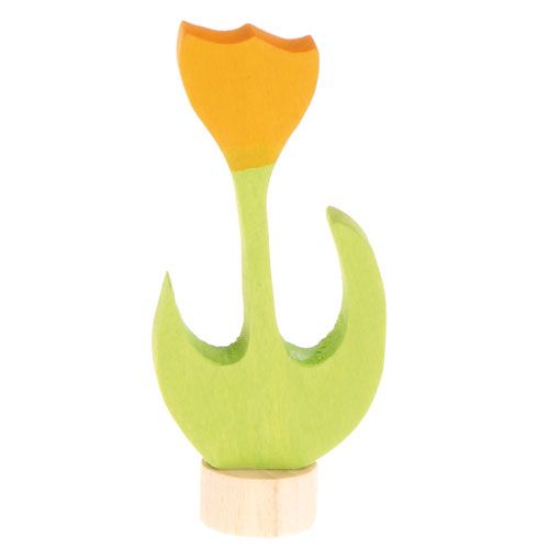 Grimm's houten decoratiefiguur van een gele tulp.