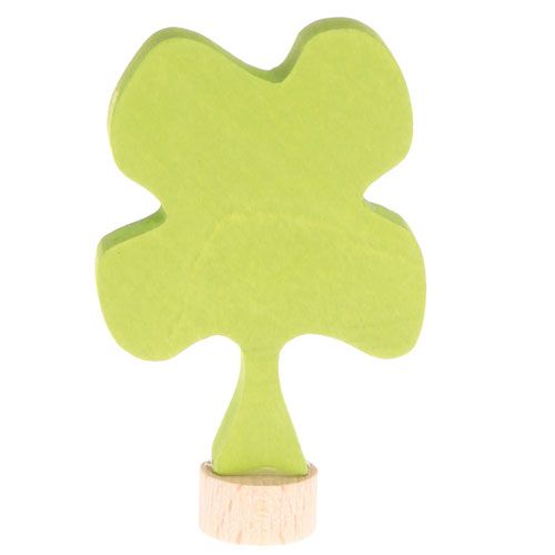 Grimm's houten decoratiefiguur van een groen klavertjevier.