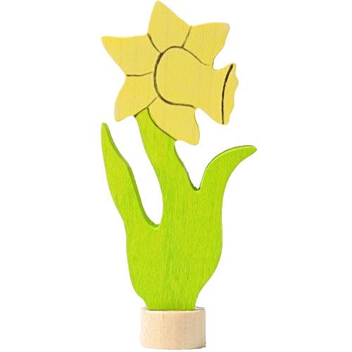 Grimm's houten decoratiefiguur van een gele narcis.