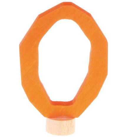 Grimm's oranje houten decoratie figuur in de vorm van het nummer nul.
