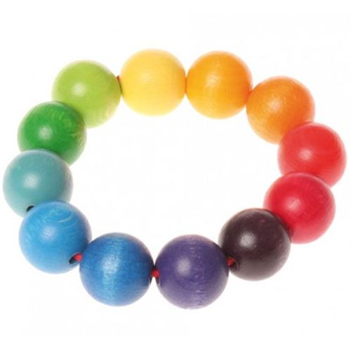 Grimm's houten regenboog parelring babyspeelgoed.