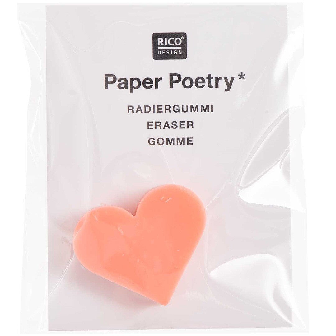 Rico Design Paper Poetry verpakking met een perzikkleurige hartvormige gum.