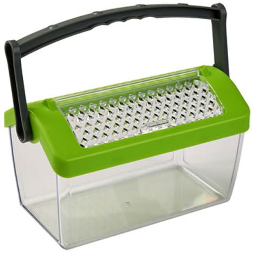Haba insectendoos van transparant plastic met groene deksel en handvat.