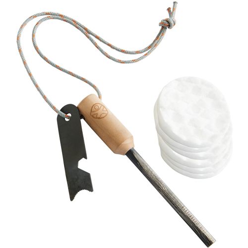 Haba Terra Kids vuurstarter set met vuurstaal, striker en katoenen pads.