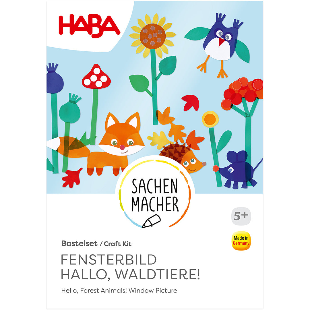 HABA knutselset verpakking voor raamdecoratie met bosdieren.