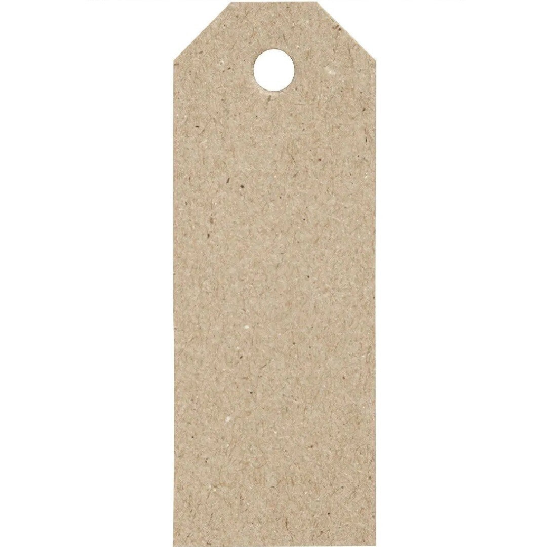 Een enkel naturel kartonnen cadeaulabel.