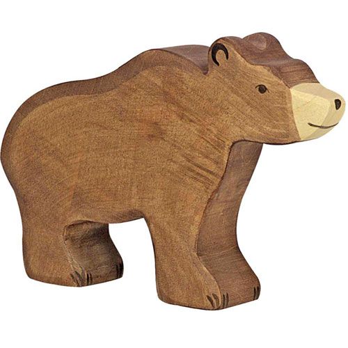 Holztiger houten dierenfiguur van een bruine beer.