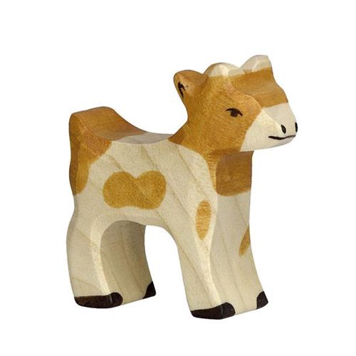 Holztiger houten geitenjong met beige vlekken.