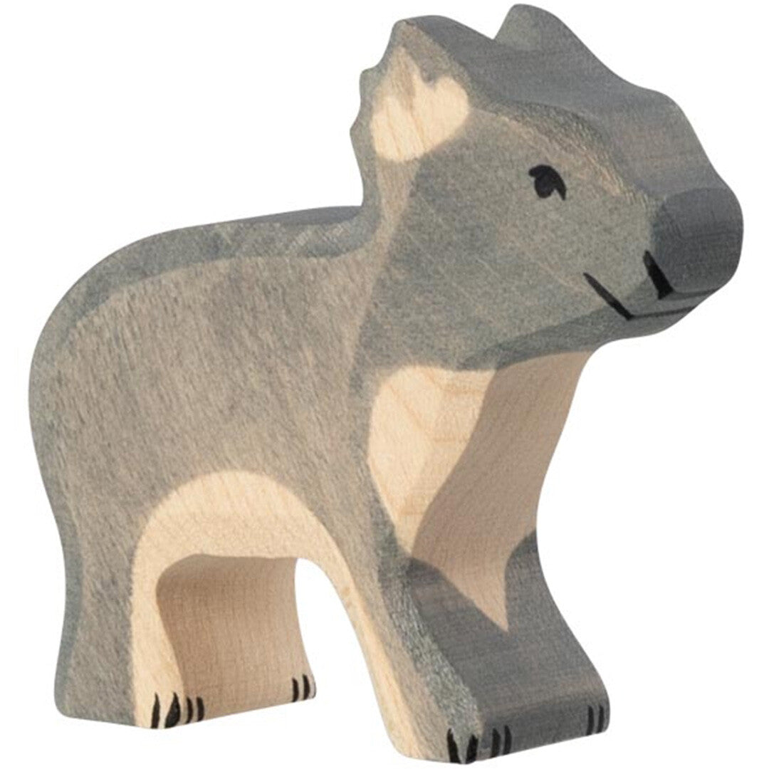 Holztiger houten dierenfiguurtje van een grijze koala.