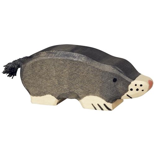 Holztiger houten dierenfiguur van een mol.