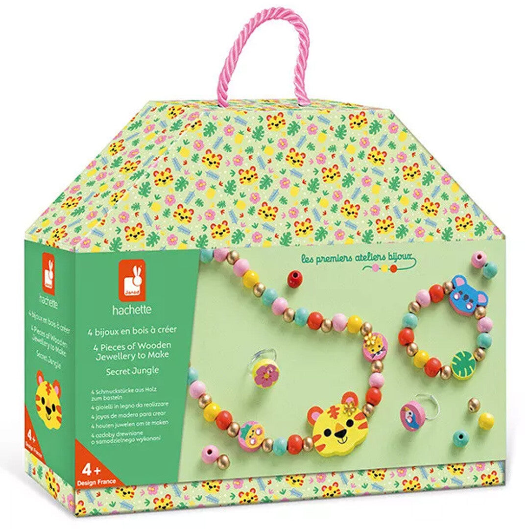 Janod 'Geheime Jungle' sieraden maakset in de kleurrijke verpakking.