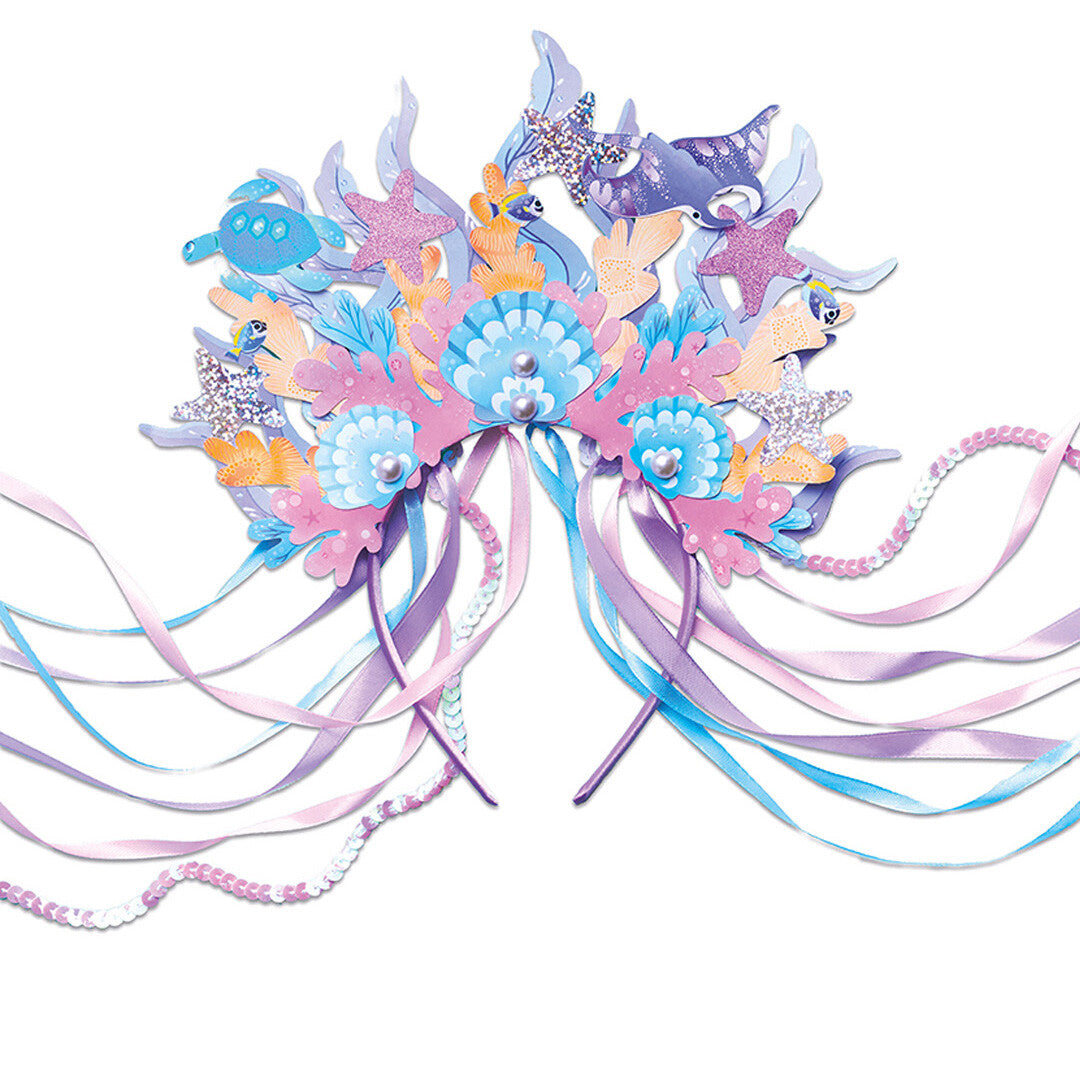 Gemaakte Janod 'Magic Ocean' tiara met onderwaterdecoraties en linten.