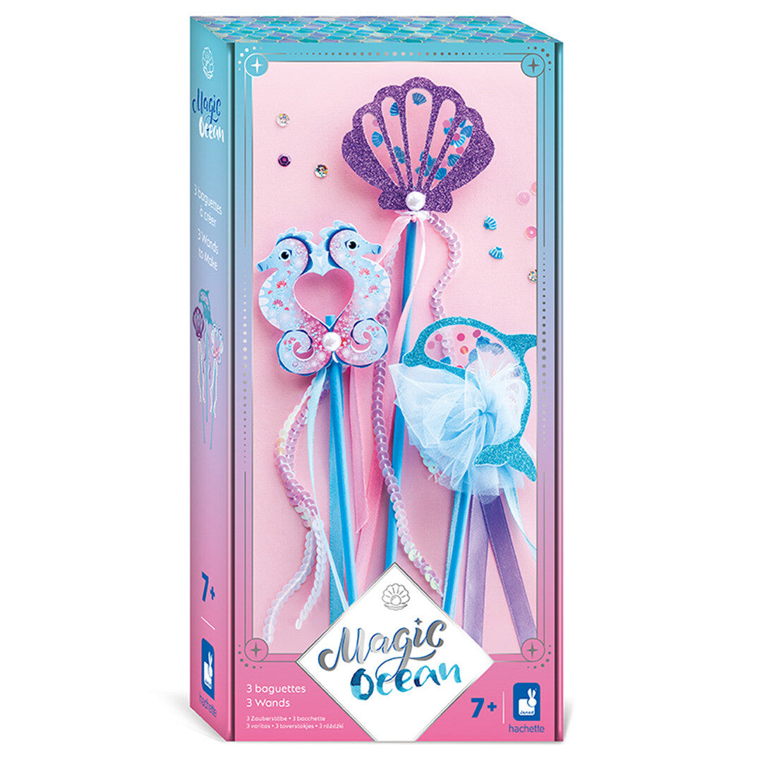 Janod Magic Ocean hobbyset verpakking met drie zeedier toverstokken.