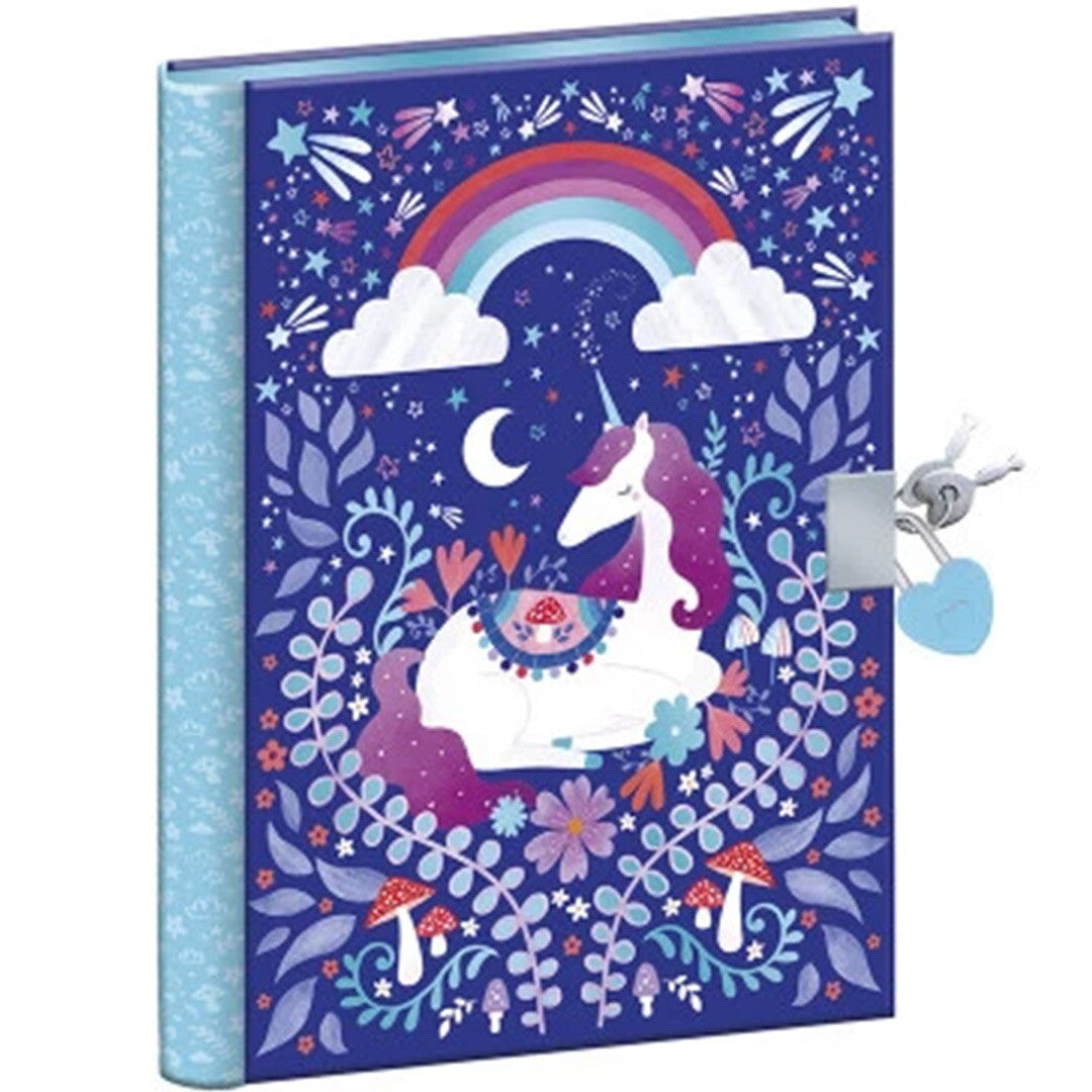 Janod geheim notitieboek voor kinderen met een eenhoorn, regenboog en slotje.