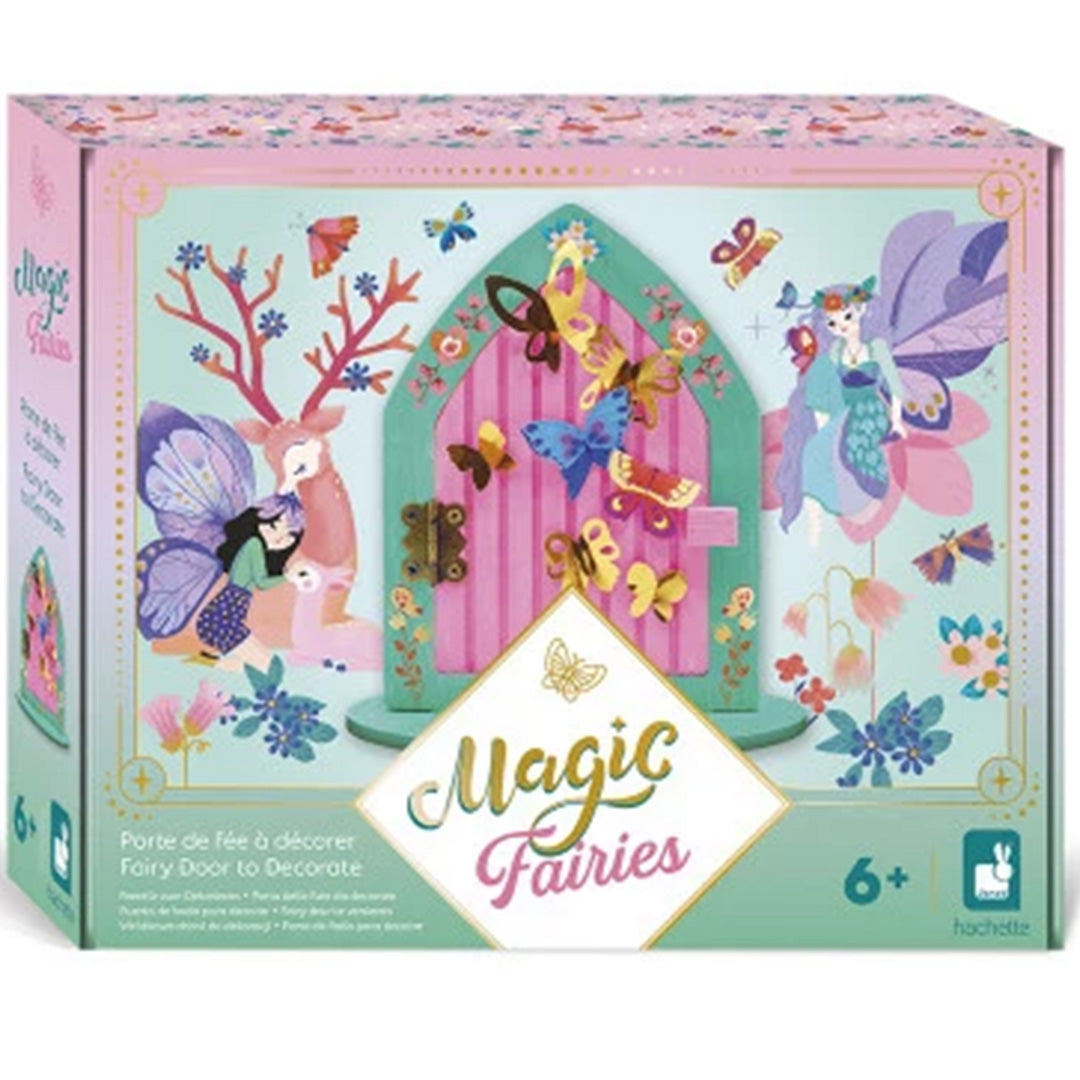Janod knutselset 'Magic Fairies' voor een feeëndeur, afgebeeld op de verpakking.