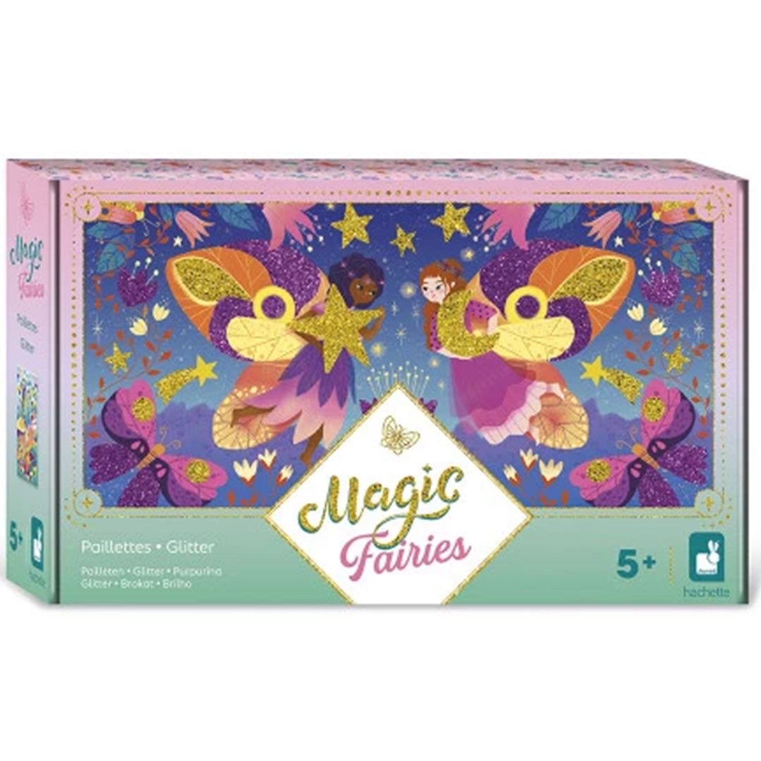 Janod knutselset Magic Fairies verpakking met twee glitterfeeën en sterren.