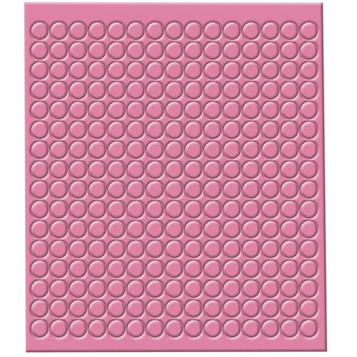 Een vierkant vel met roze ronde mozaïek stickers.