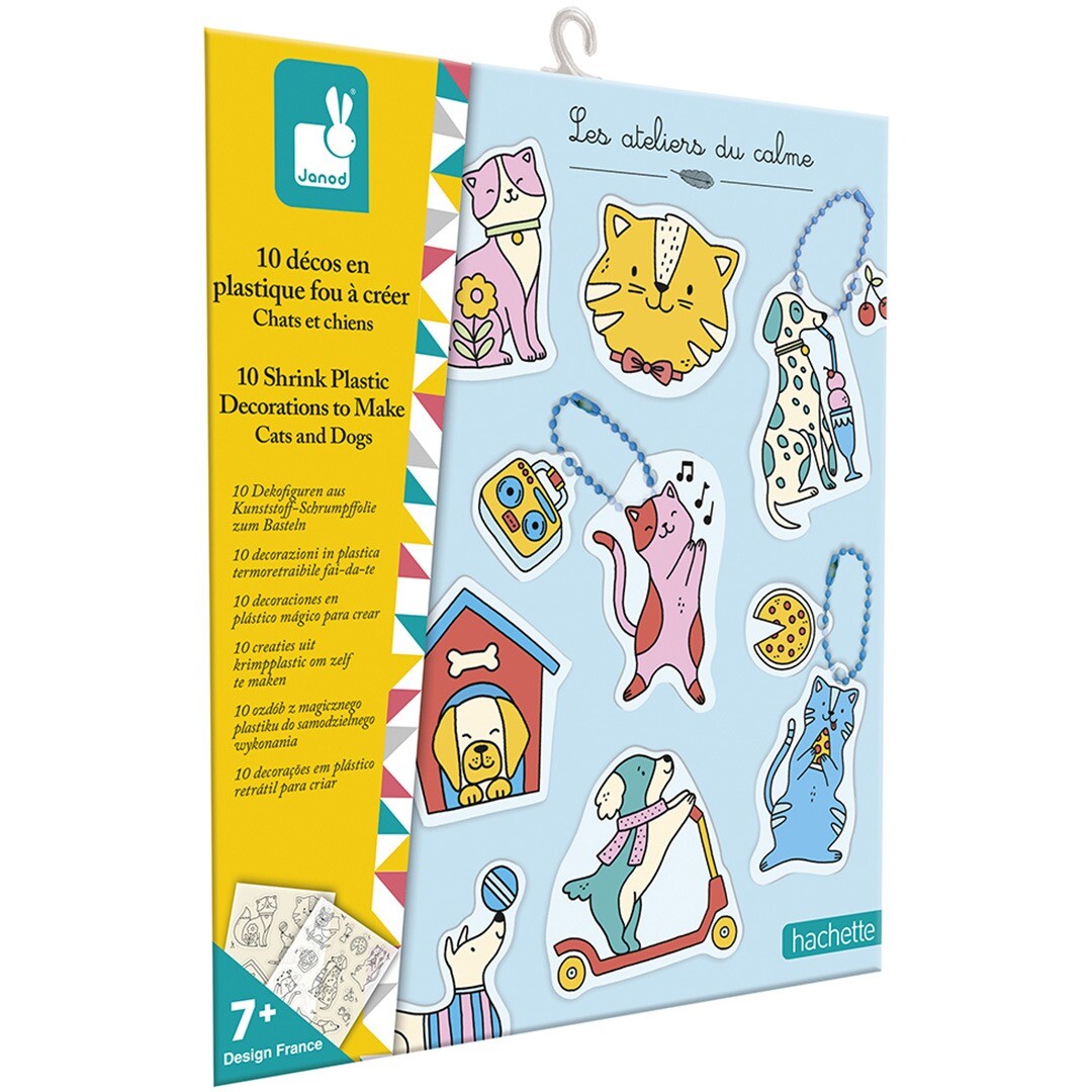 Janod hobbyset verpakking met krimpfolie figuren van katten en honden.