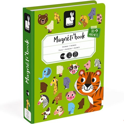 De groene verpakking van de Janod Magnéti'book dieren magnetische puzzel.