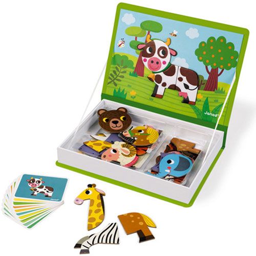 Janod Magnéti'book dieren magnetische puzzel open met magneten en voorbeeldkaarten.