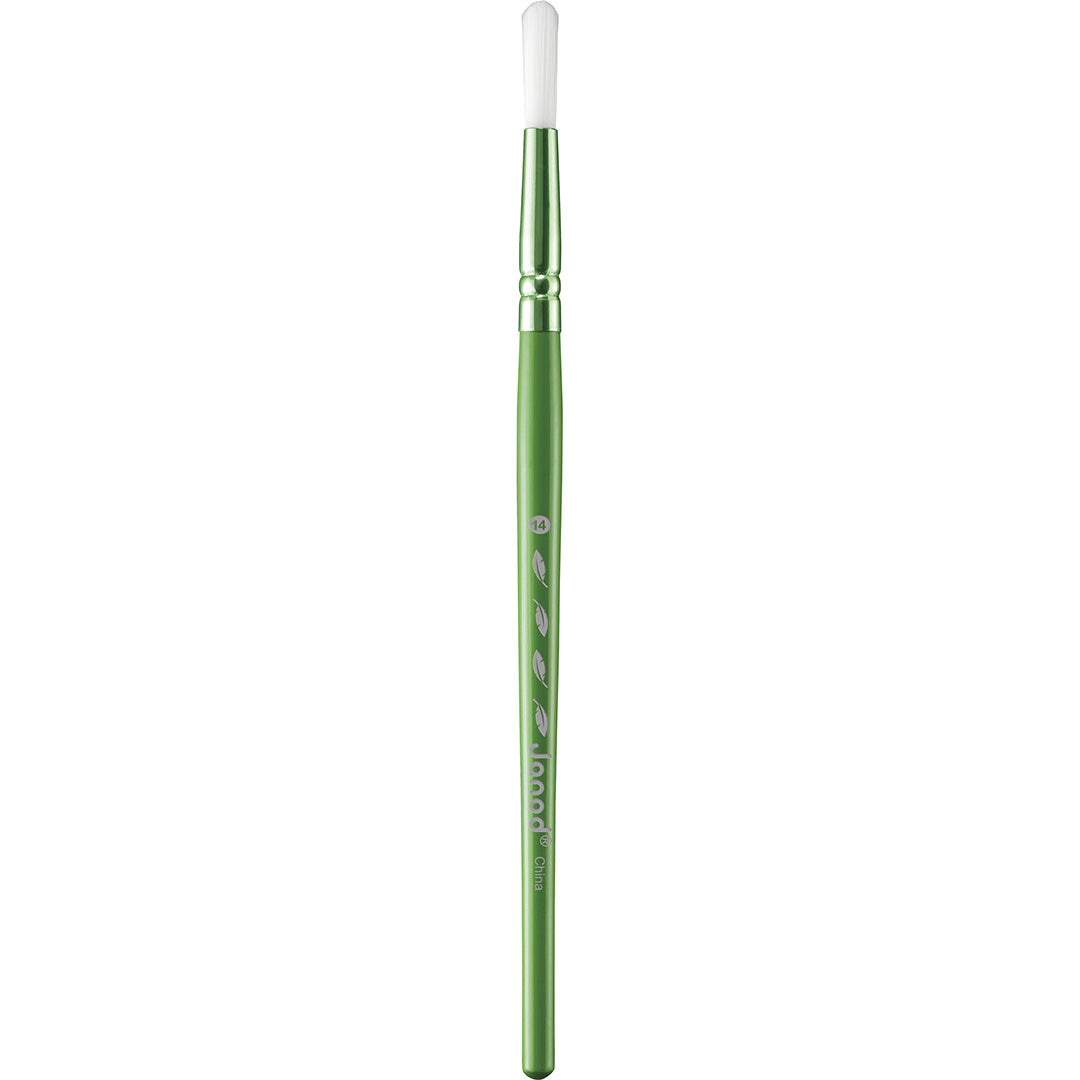 Een groen Janod penseel met een medium, afgeronde witte kwast.