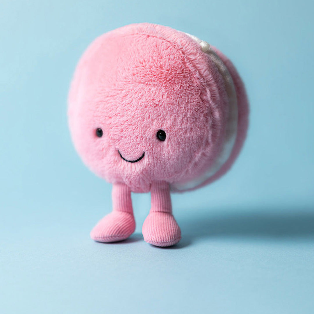 jellycat amuseables knuffelmacaron framboos - 12 cm | A6MACF | 1