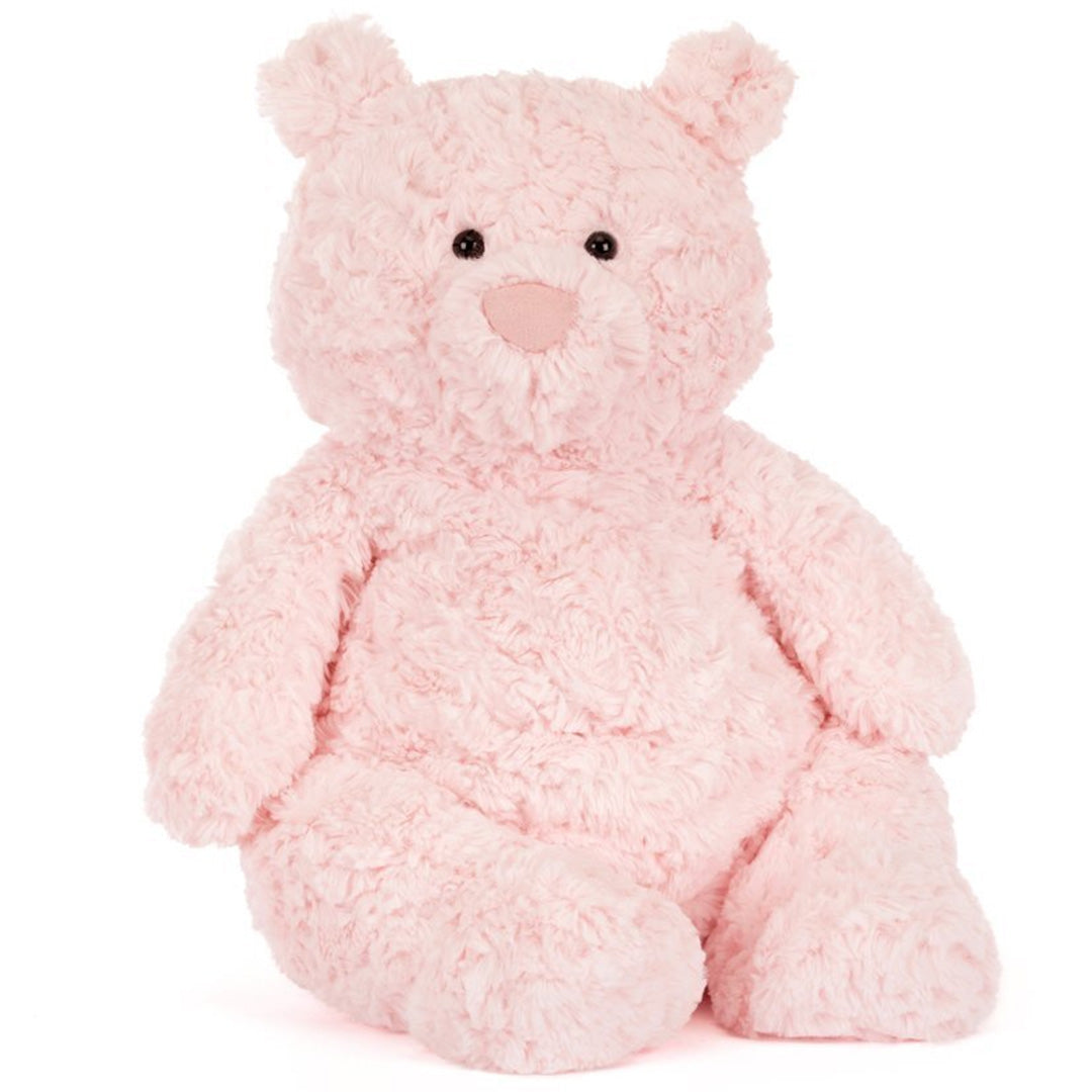 Jellycat roze pluchen knuffelbeer Leola, van voren gezien.