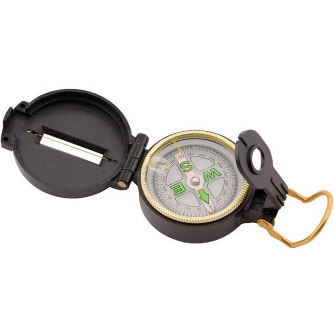 Johntoy Science Explorer kompas, opengeklapt met de wijzerplaat en windrichtingen zichtbaar.