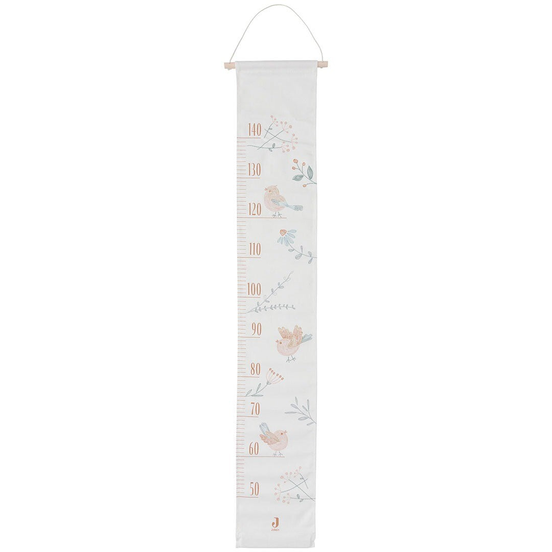 Jollein groeimeter met vogels en bloemenpatroon.