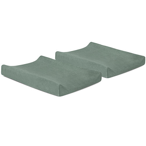 Twee Jollein ash green badstof hoezen voor een verschoonkussen.