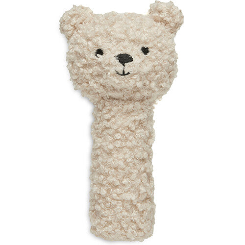 Jollein knijprammelaar teddybeer in naturel beige met een geborduurd gezichtje.