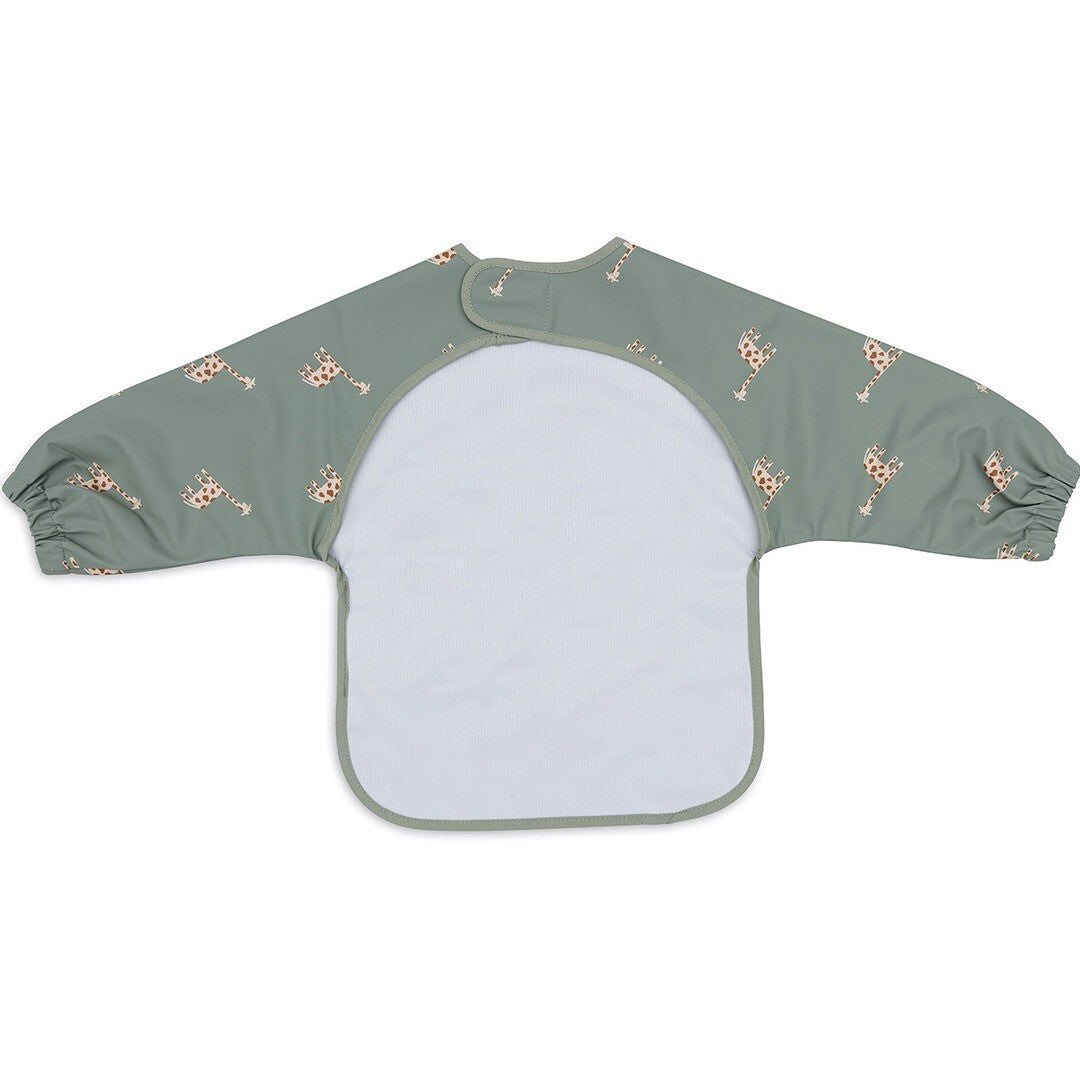 Achterkant van de Jollein groene mouwslab met giraffenpatroon.