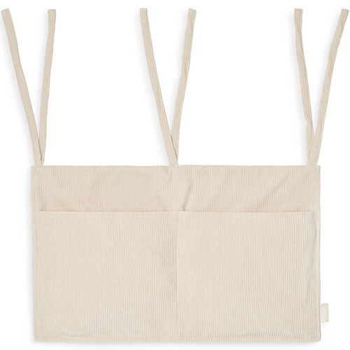 Jollein baby organizer van nougat corduroy met twee vakken en vier ophanglinten.