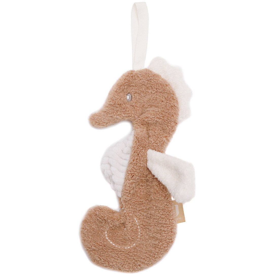 Jollein babyspeelgoed speendoek in de vorm van een beige pluche zeepaardje.