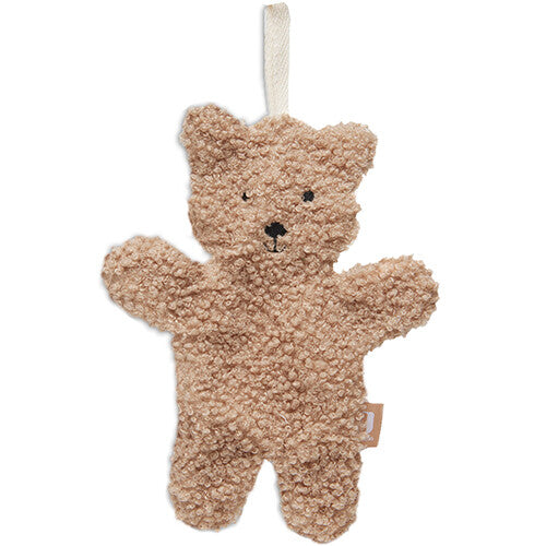 Jollein beige teddy bear speendoekje met lusje, van vrolijk getextureerd polyester.