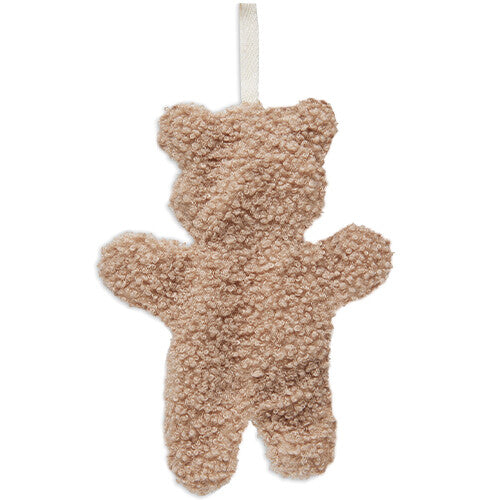 Achterkant van het Jollein beige teddy bear speendoekje met lusje.