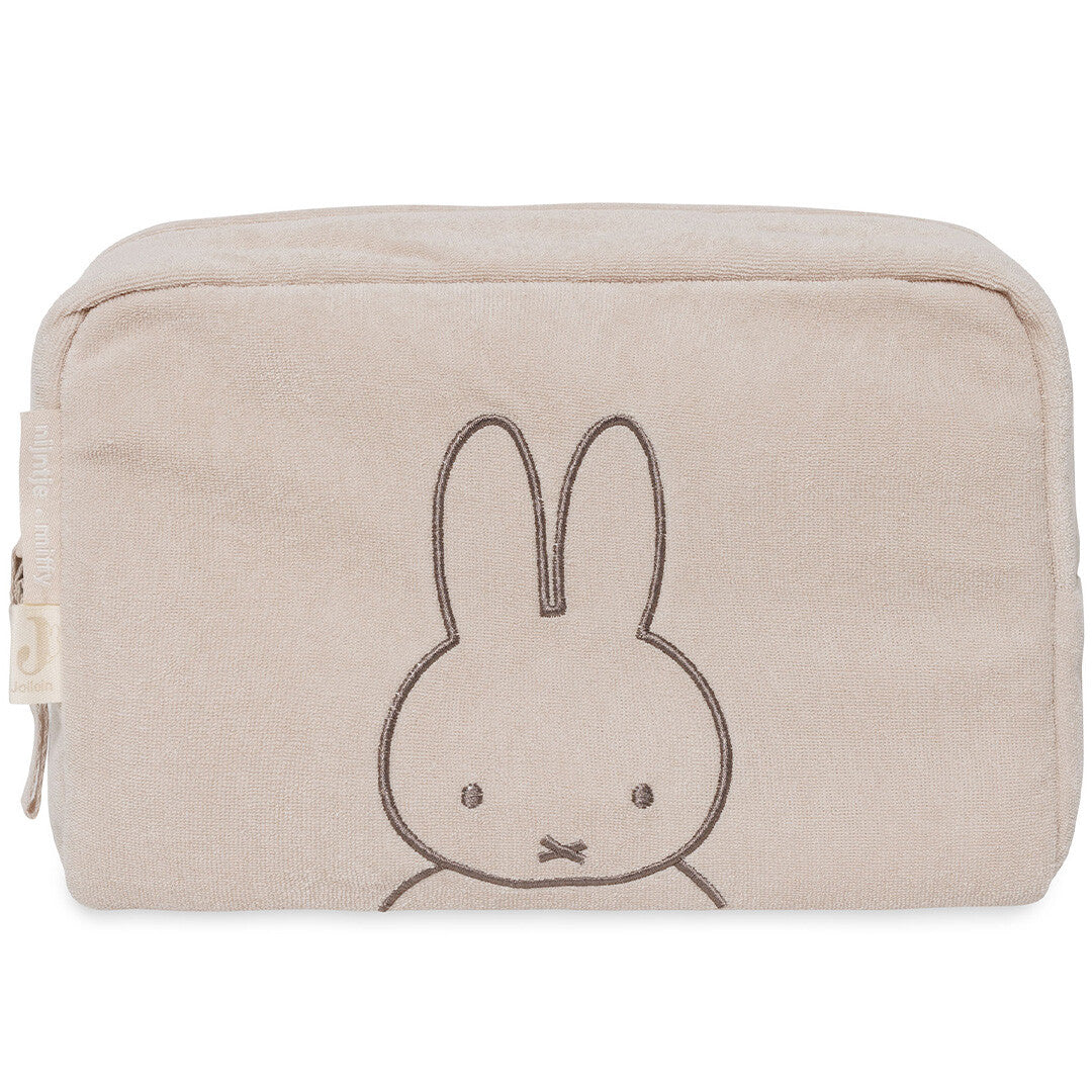Jollein beige badstof toilettas met een geborduurde Miffy aan de voorkant.
