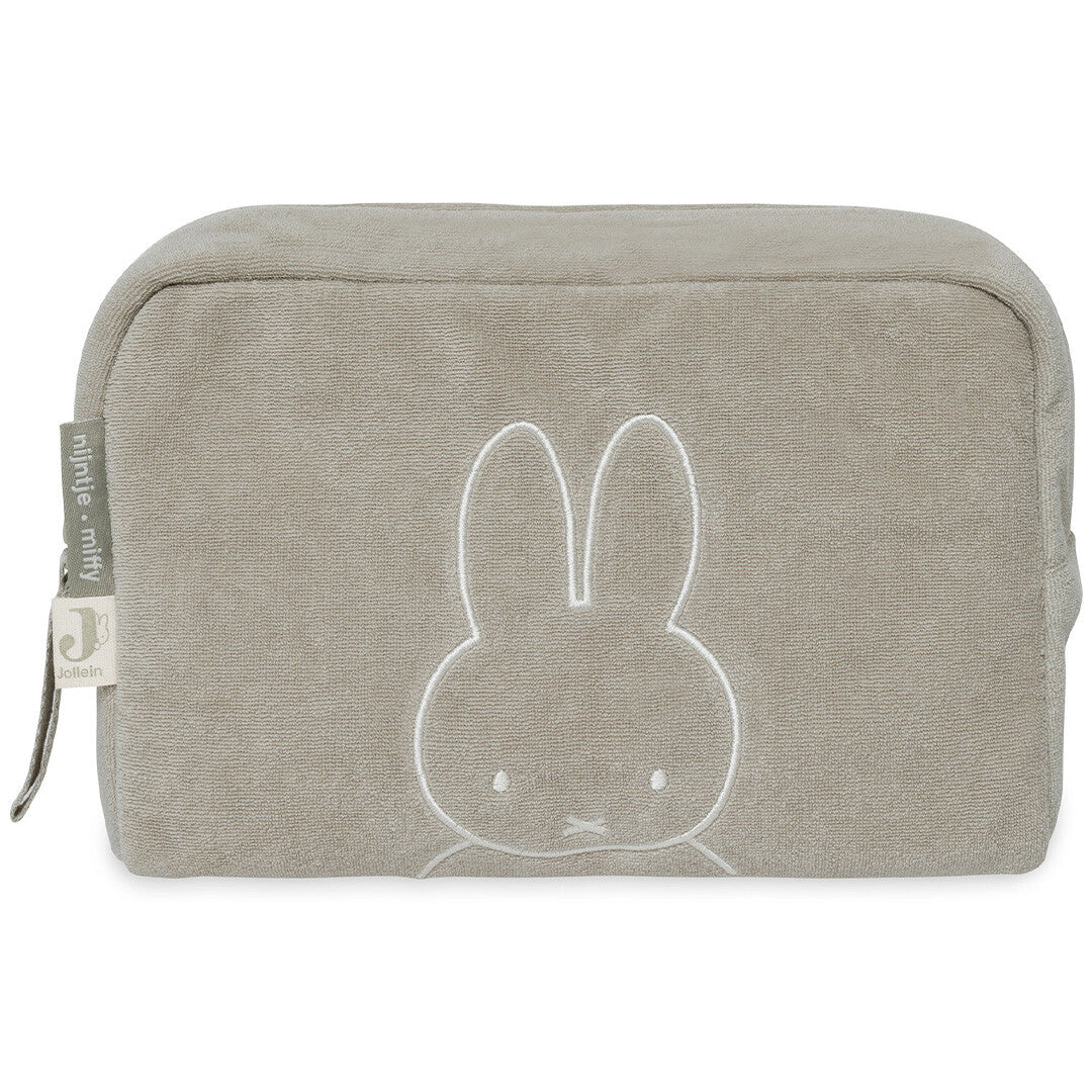 Jollein beige badstof toilettas met geborduurde Miffy, vooraanzicht.