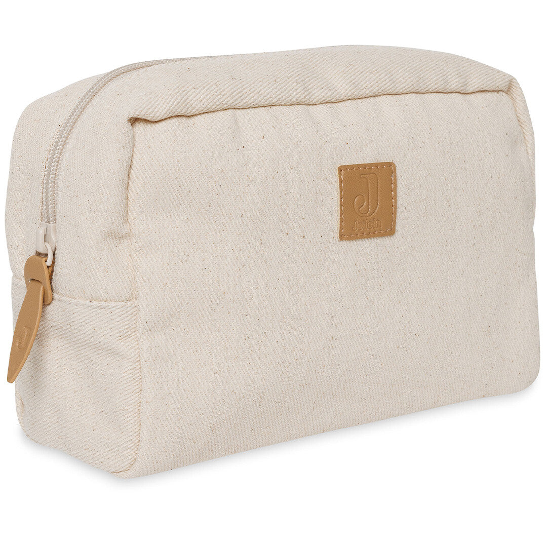 Jollein beige twill toilettas met ritssluiting en logo.