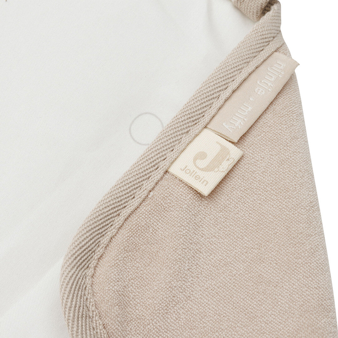 Detail van de Jollein baby verschoonmat met het merklabel en de tekst 'nijntje - miffy'.