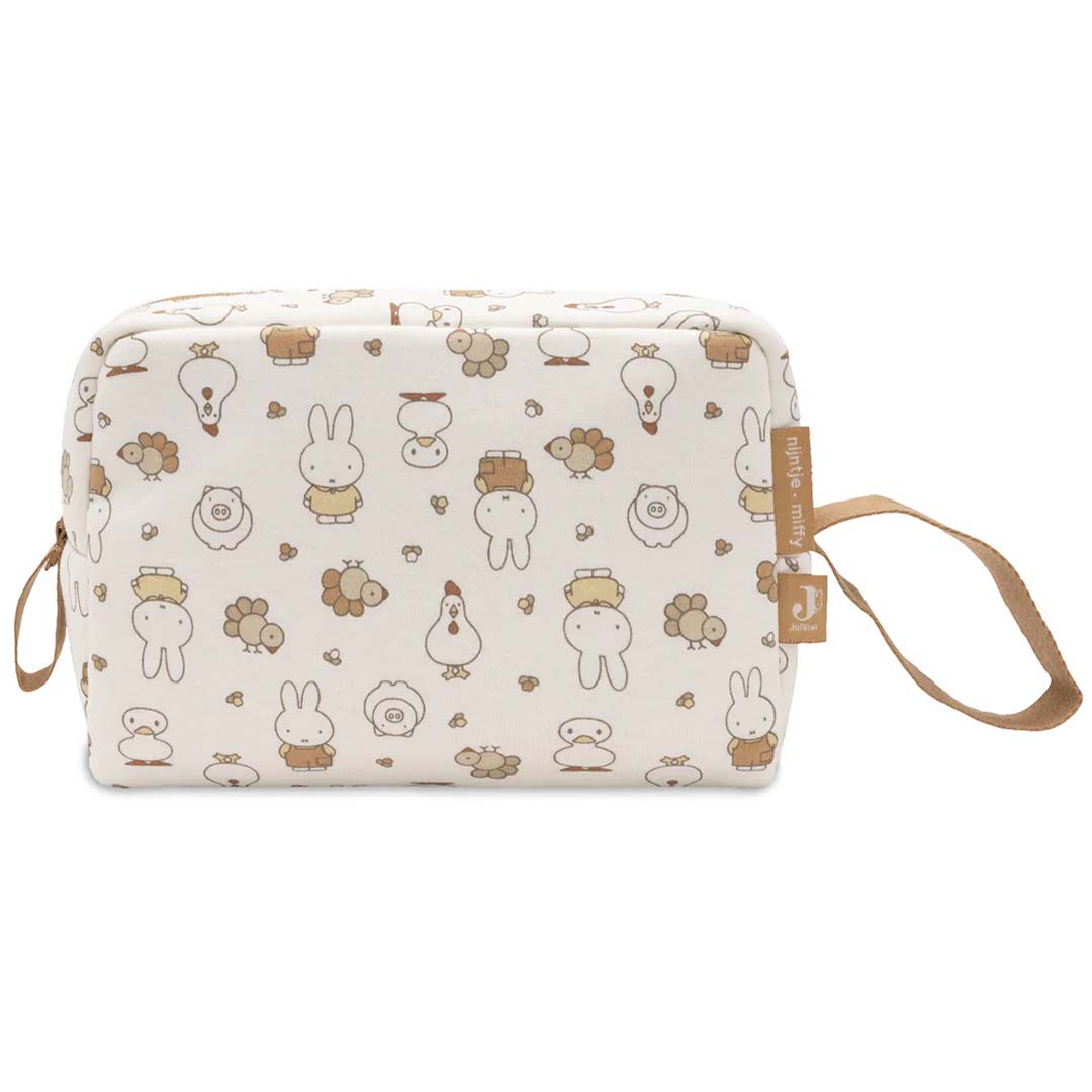 Jollein toilettas met Miffy Family Farm dierenpatroon, van voren gefotografeerd.