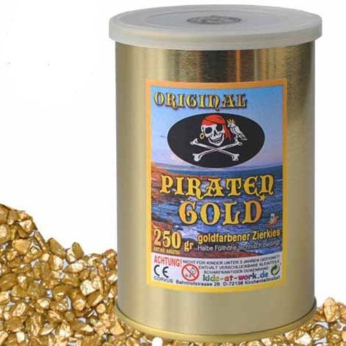 kids at work hobbyset met blik piratengoud en gouden decoratiesteentjes.