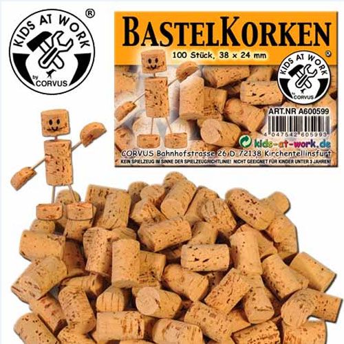De verpakking van Kids at Work knutselkurken met een afbeelding van kurken en een kurken robotje.